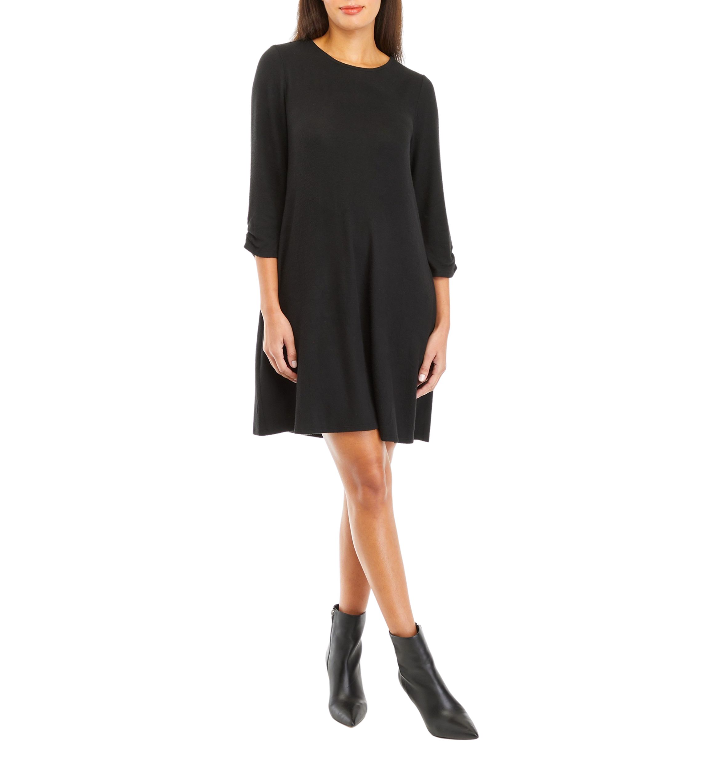 Womens 3/4 Sleeve Cozy Scarf A-Line Dress