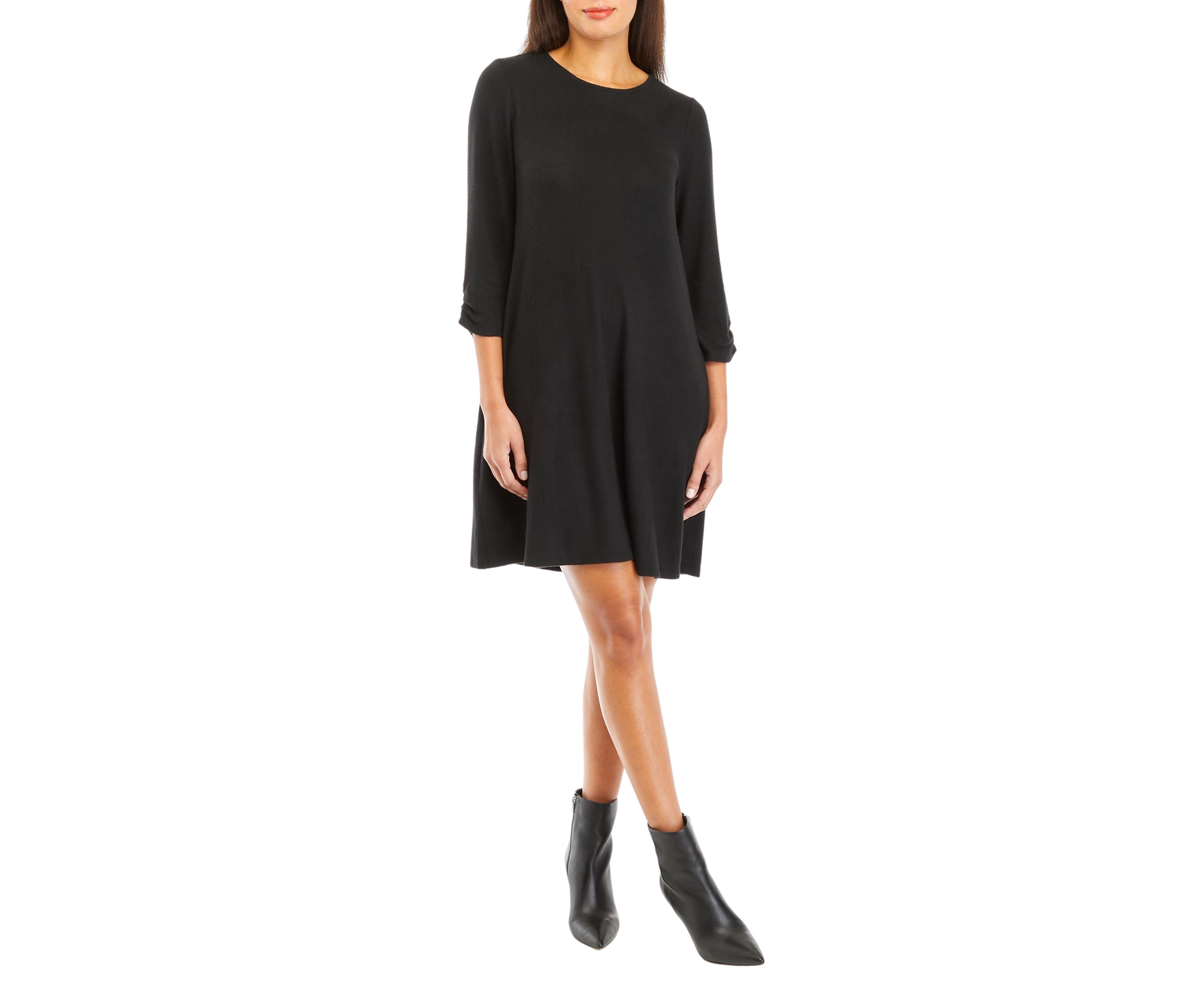 Womens 3/4 Sleeve Cozy Scarf A-Line Dress