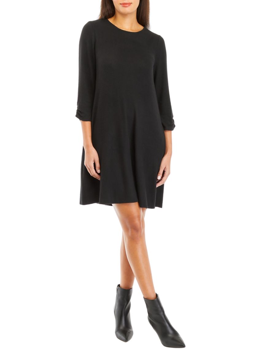 Womens 3/4 Sleeve Cozy Scarf A-Line Dress