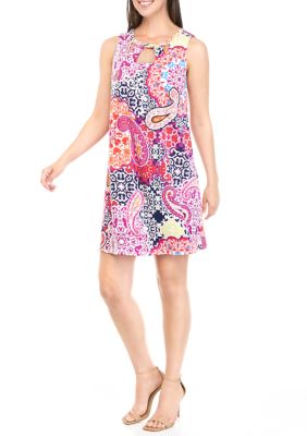 Women's Sleeveless Cutout Neckline Printed Dress