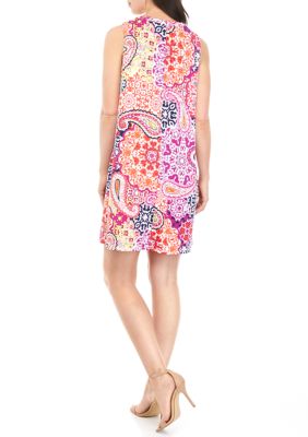 Women's Sleeveless Cutout Neckline Printed Dress