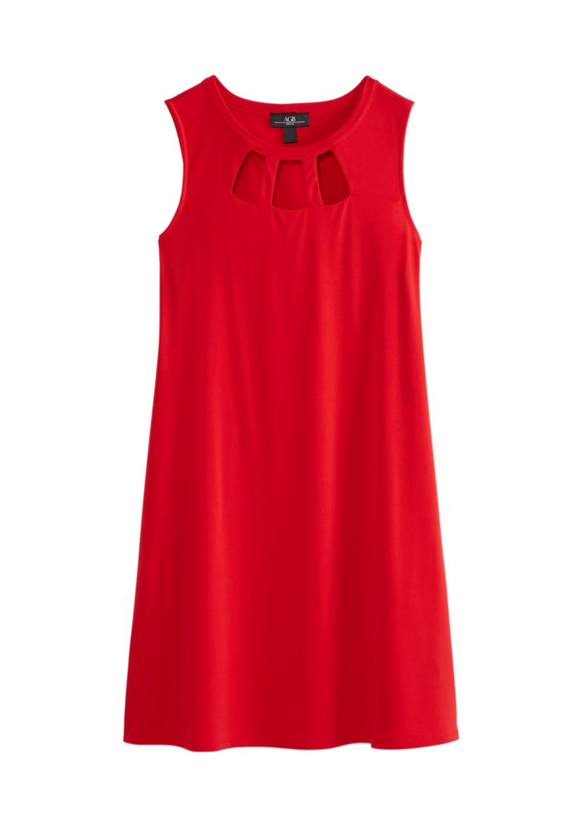 Womens Solid Cut Out A Line Dress