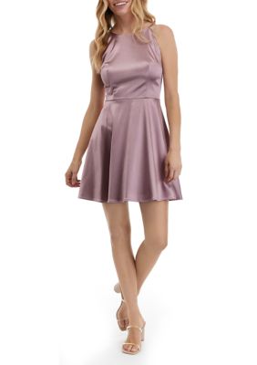 Women's Cutaway Scallop Halter Neck Fit and Flare Dress