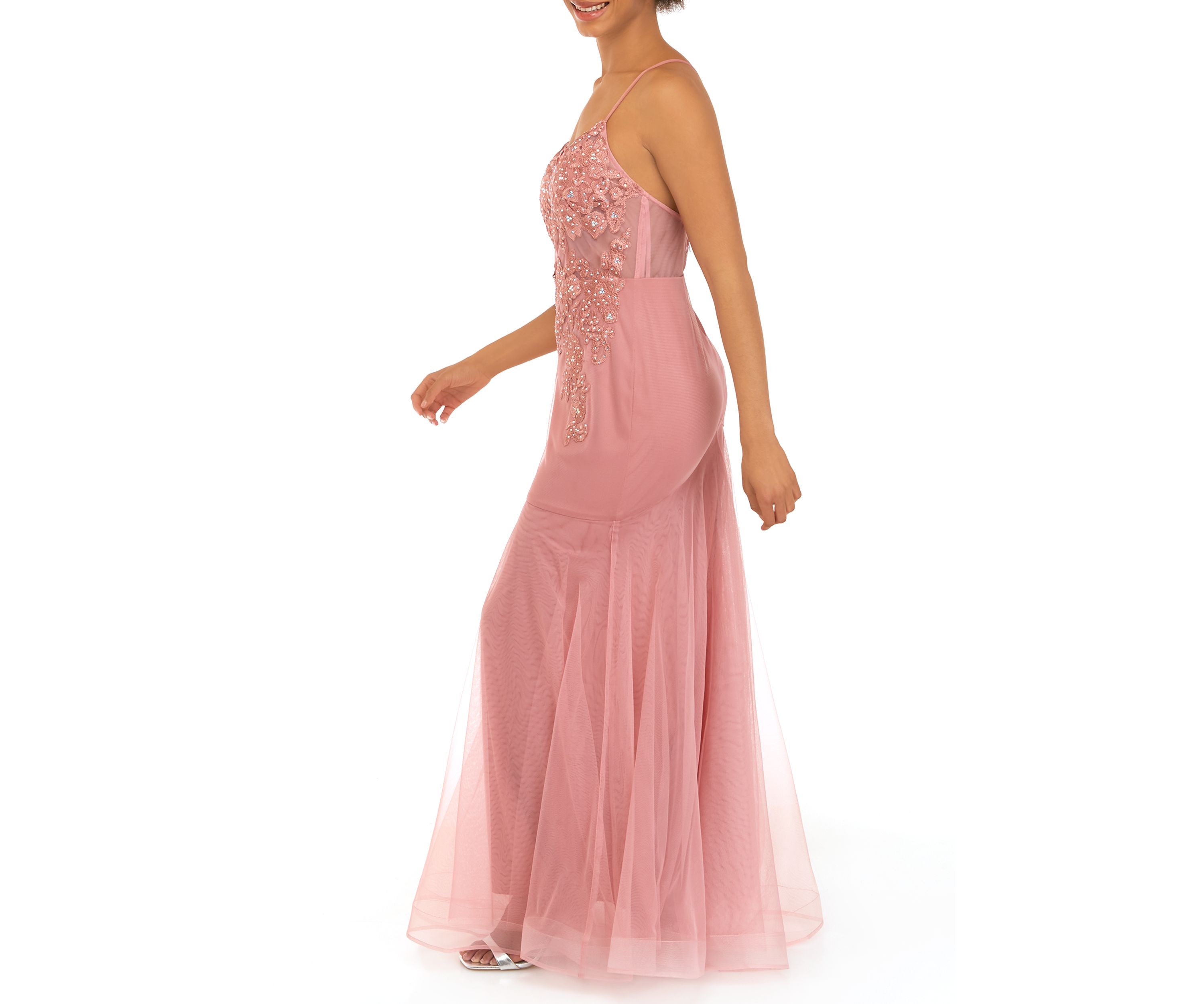 Womens Sweetheart Neck Illusion Embroidered Corset Mermaid Gown