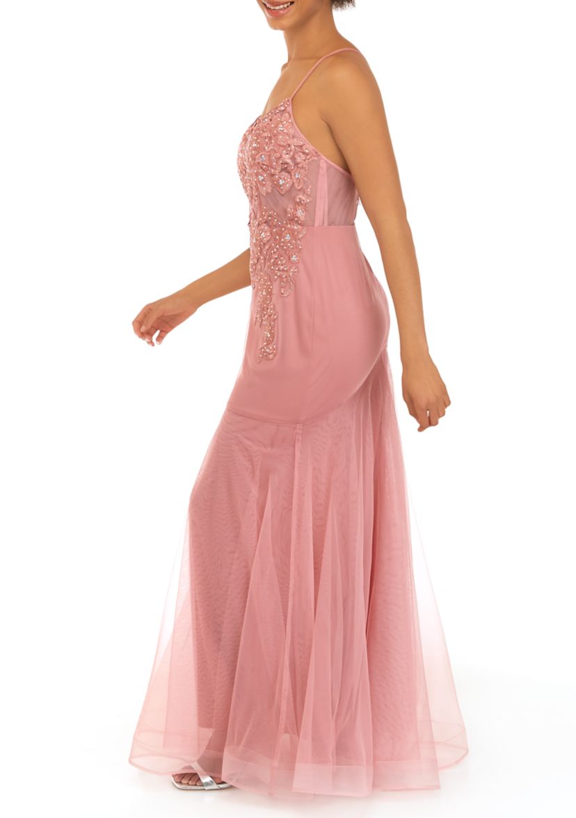 Womens Sweetheart Neck Illusion Embroidered Corset Mermaid Gown