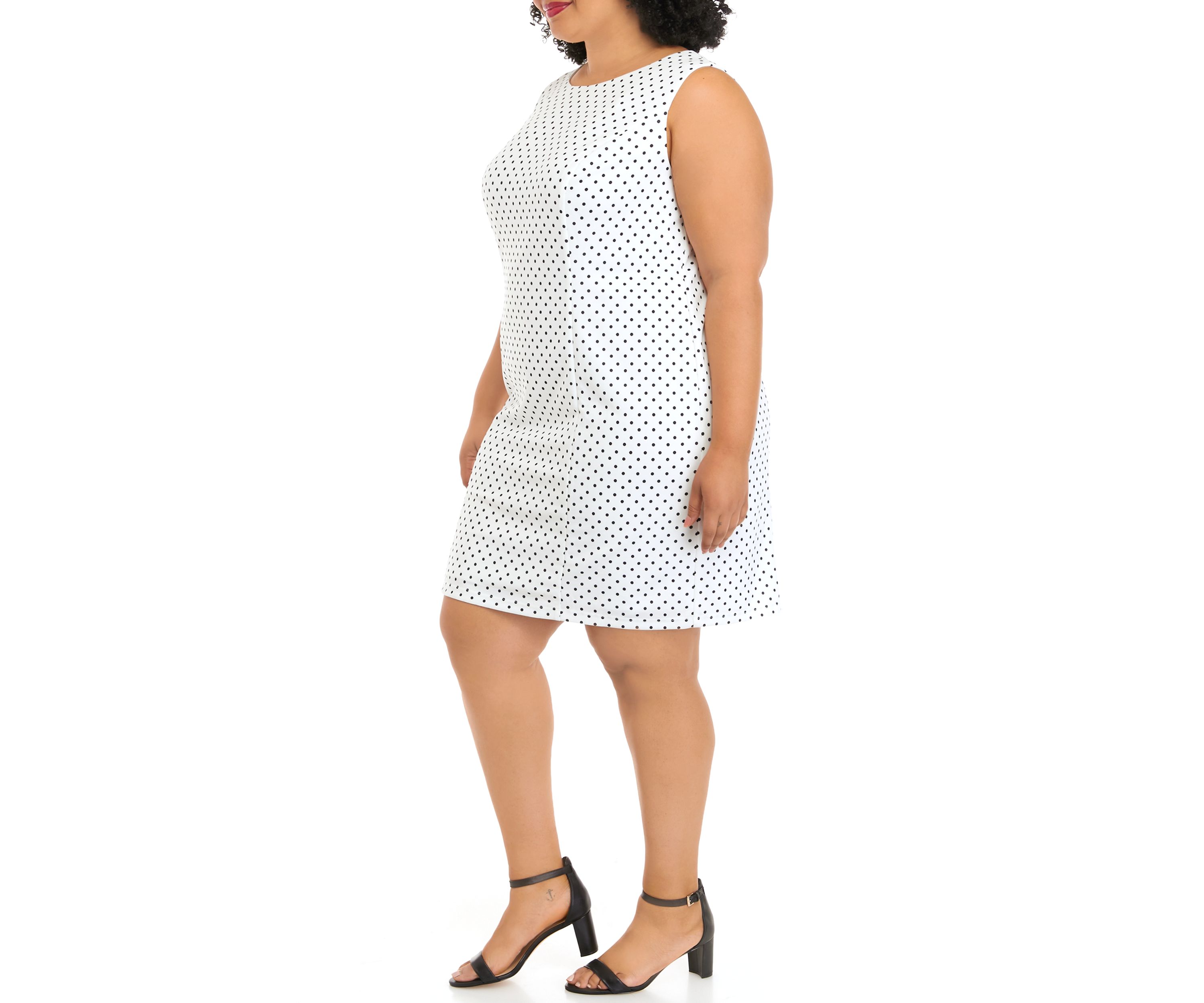 Plus Size Sleeveless Polka Dot Sheath Dress
