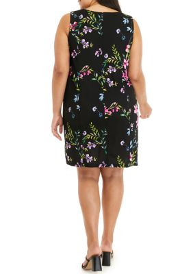 Plus Sleeveless Floral Scuba Crepe Sheath Dress