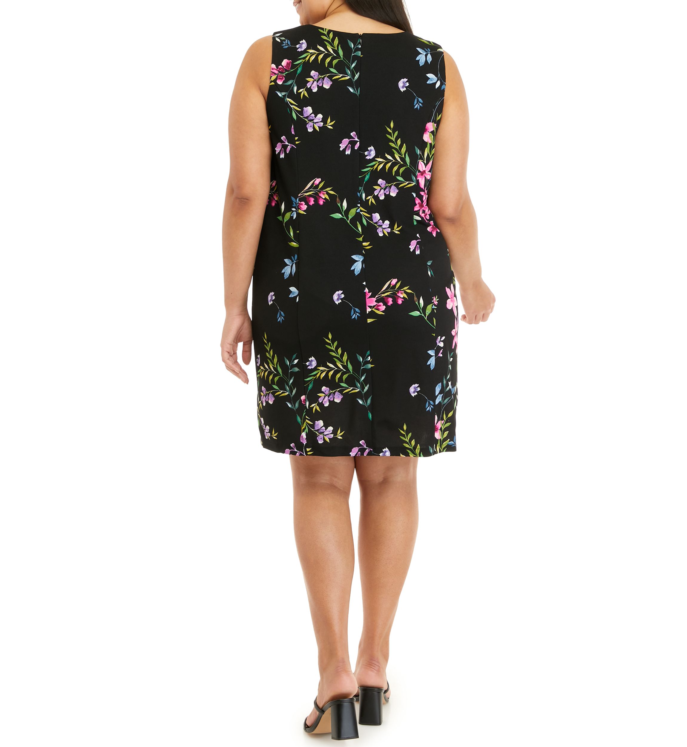  Plus Size Sleeveless Floral Scuba Crepe Sheath Dress 