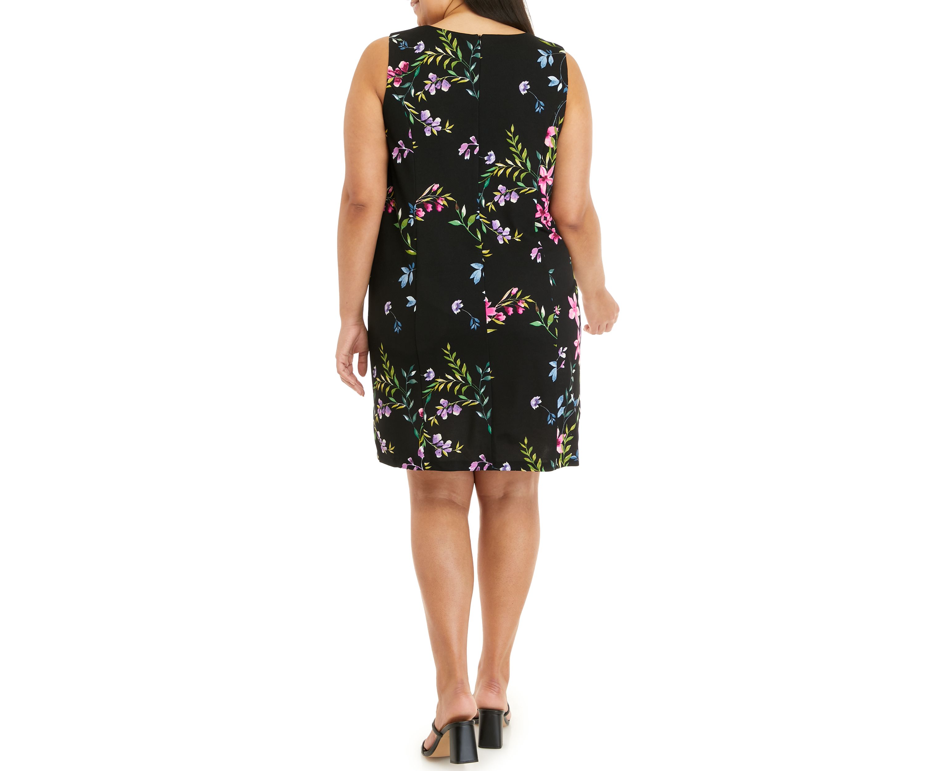   Plus Size Sleeveless Floral Scuba Crepe Sheath Dress 