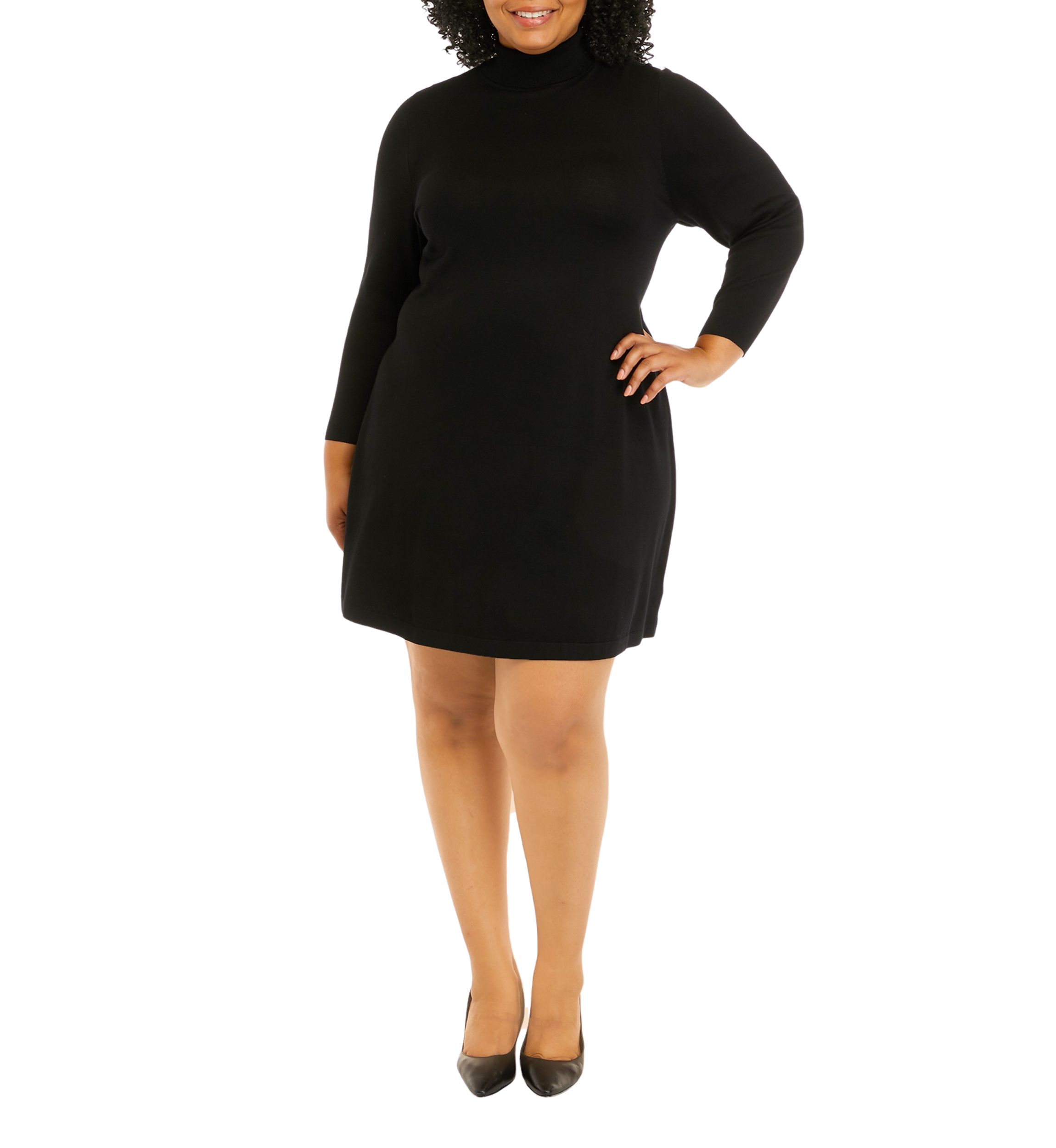Plus Size Long Sleeve Fit & Flare Sweater Dress
