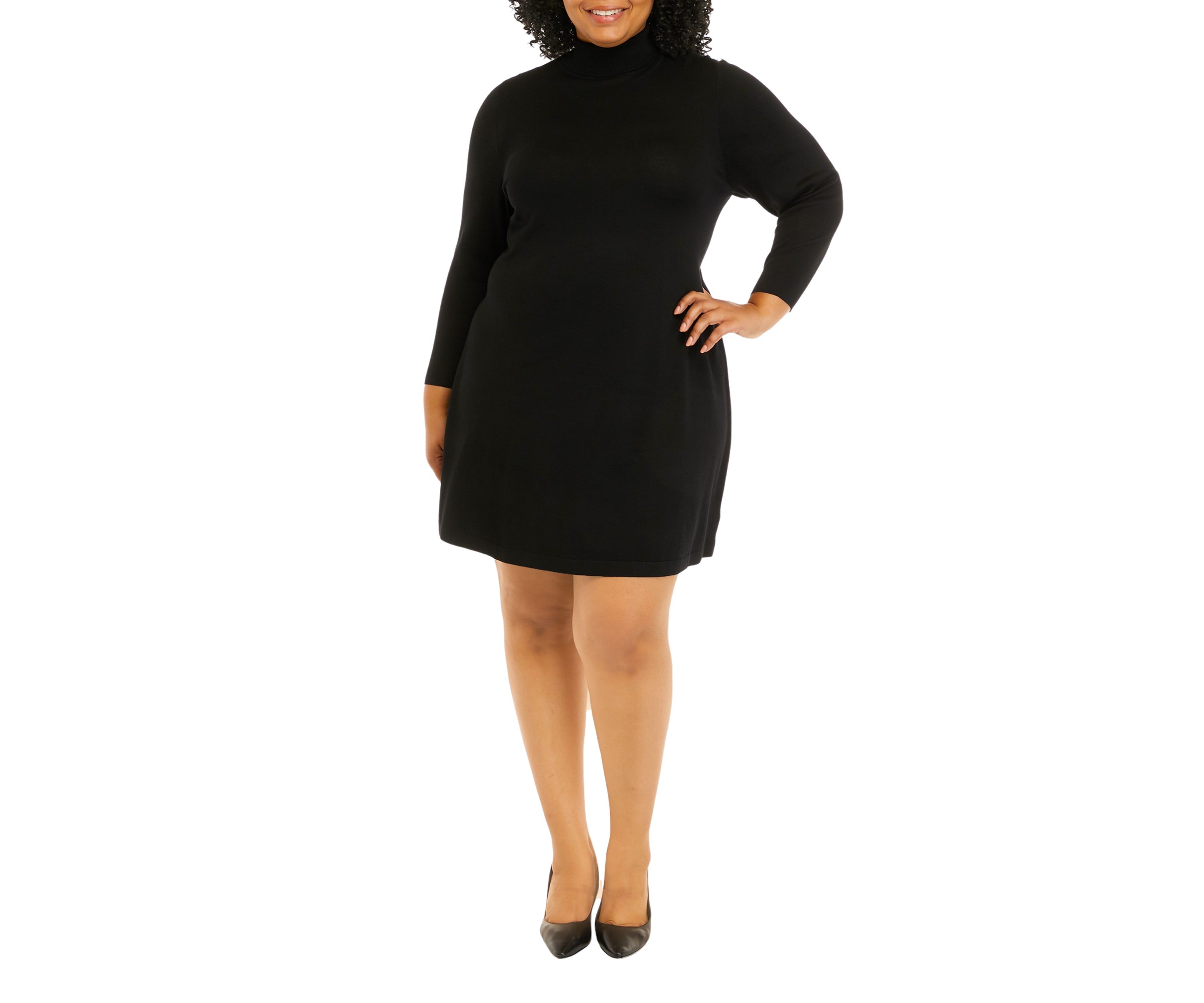 Plus Size Long Sleeve Fit & Flare Sweater Dress