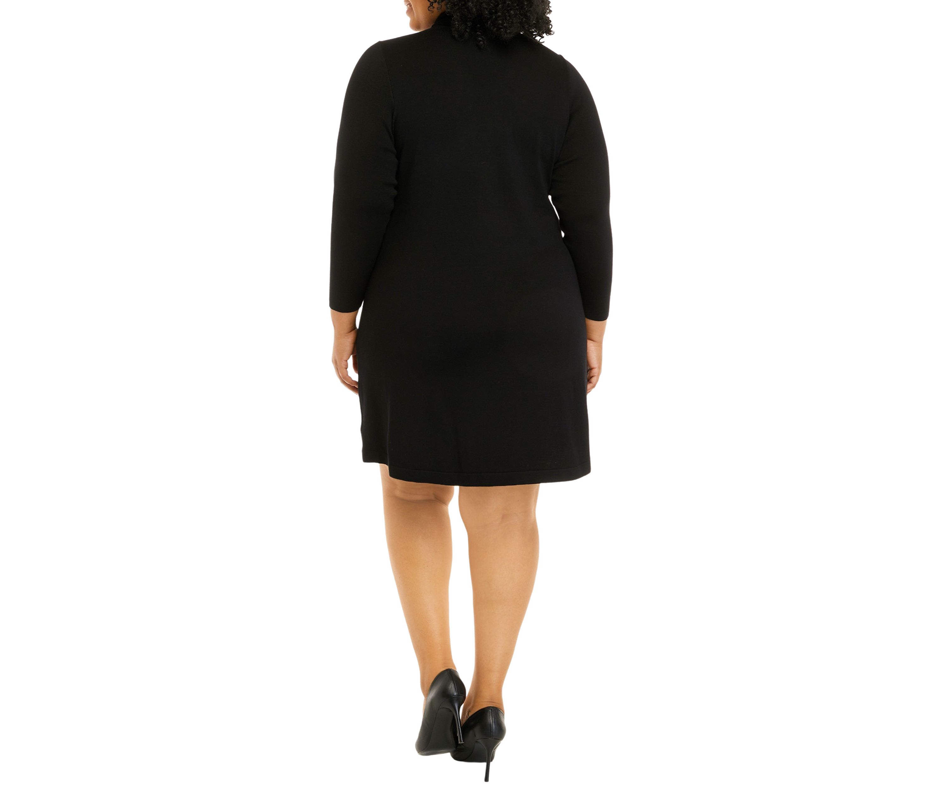 Plus Size Long Sleeve Fit & Flare Sweater Dress