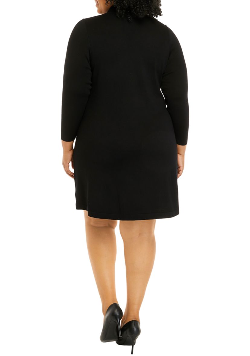 Plus Size Long Sleeve Fit & Flare Sweater Dress
