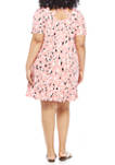 Plus Size Animal Print Ruched Sleeve A Line Dress