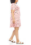Plus Size Animal Print Ruched Sleeve A Line Dress