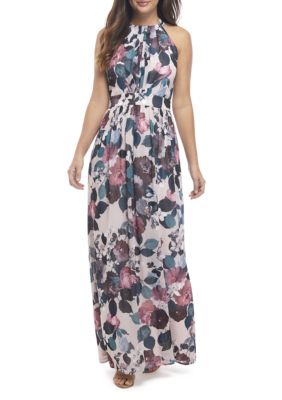 Nine West Halter Pleat Bodice Maxi Dress | belk