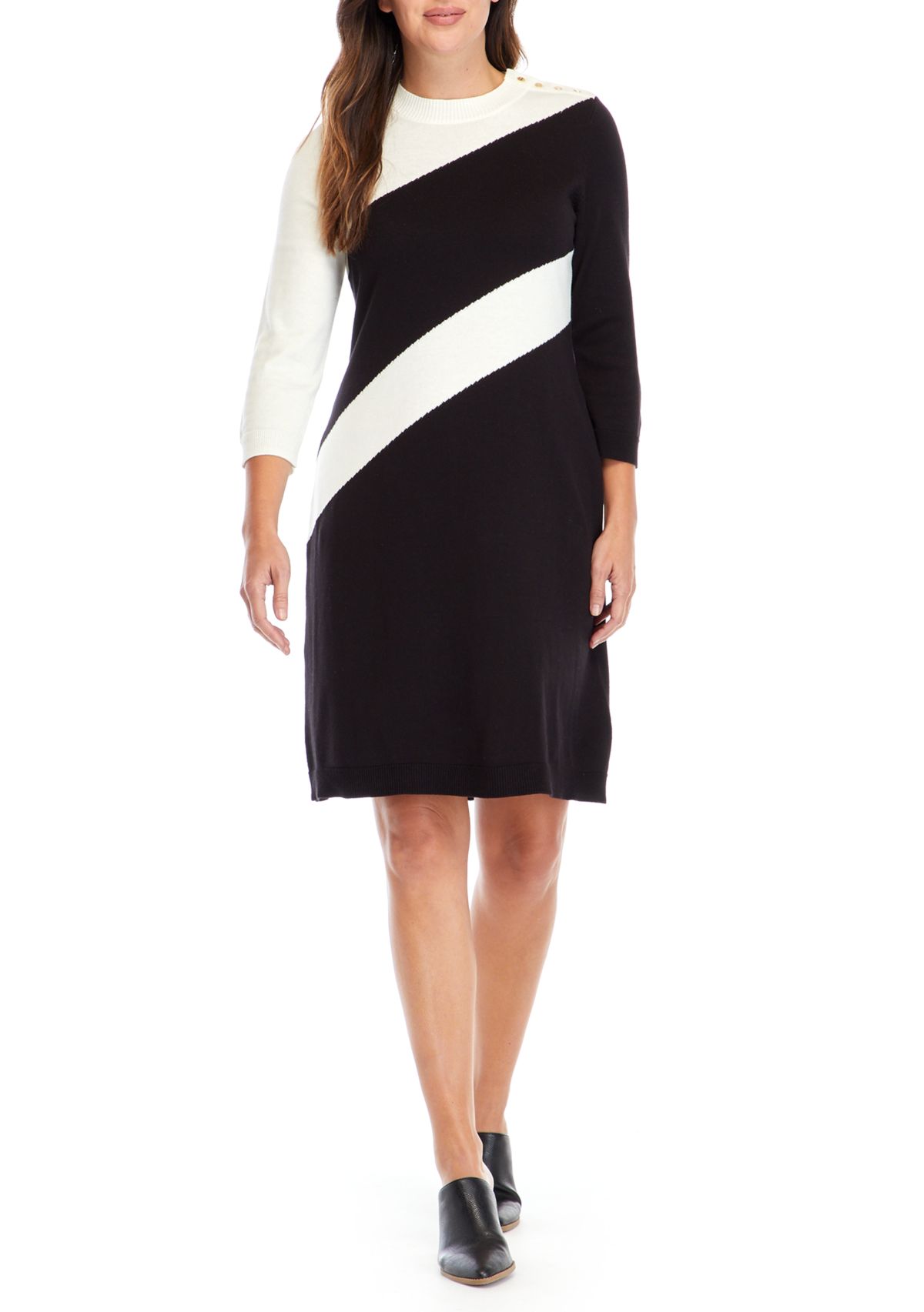 Womens Diagonal Stripe Sweater Dress