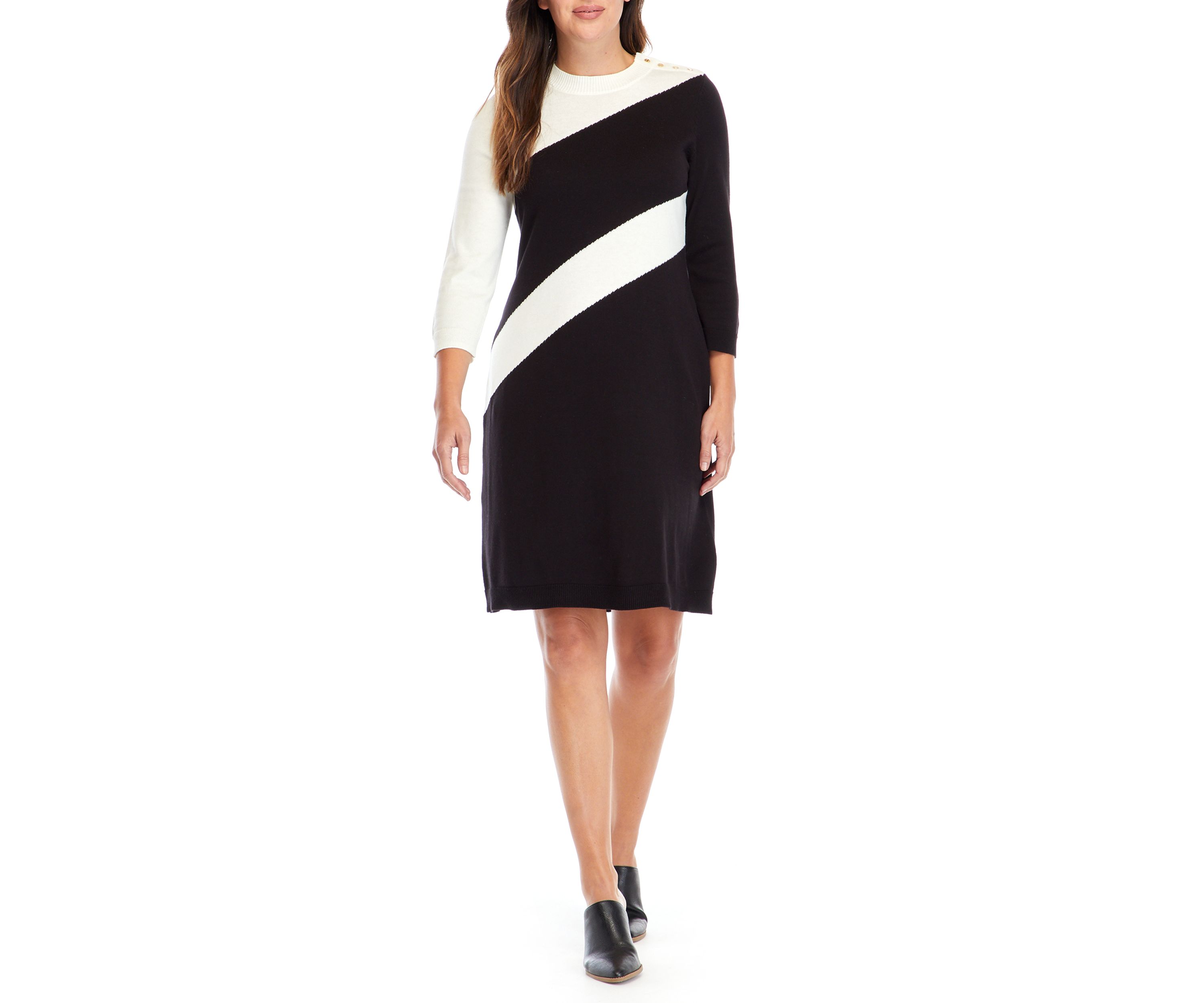 Womens Diagonal Stripe Sweater Dress