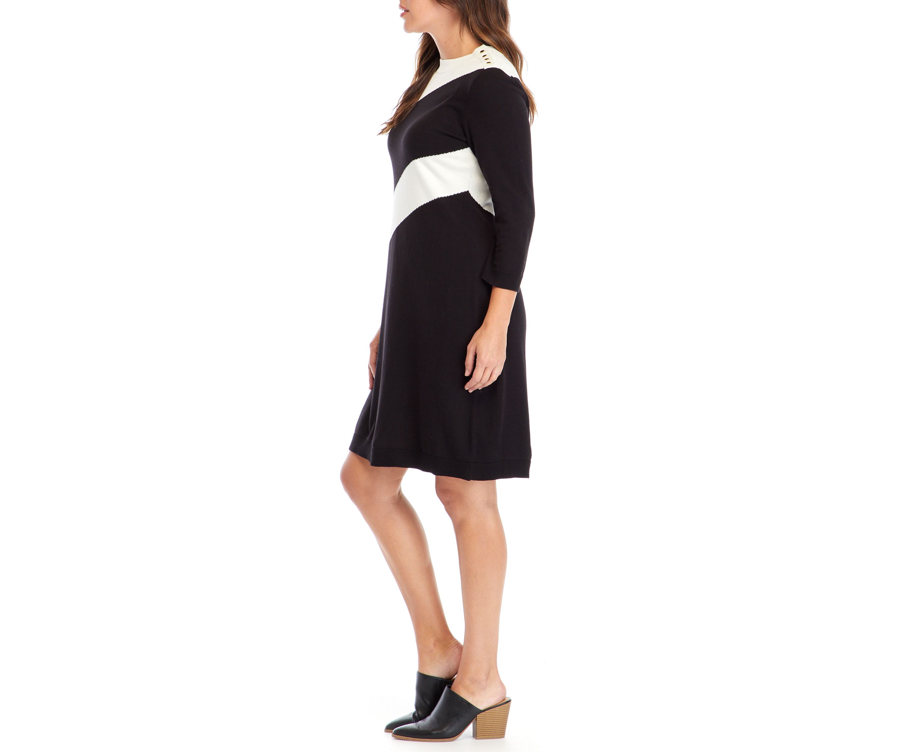 Womens Diagonal Stripe Sweater Dress