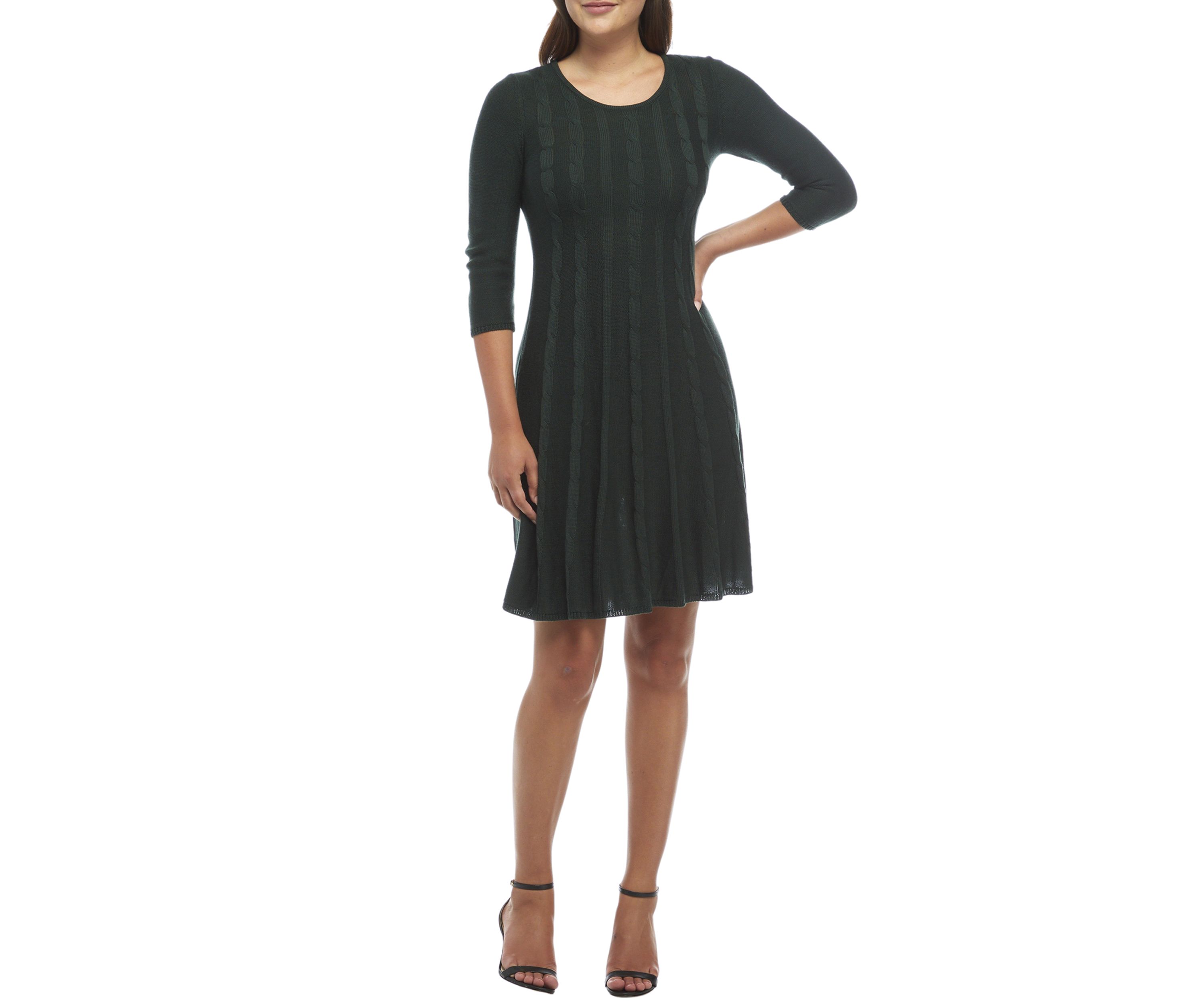 Womens Cable Knit Sweater Dress 