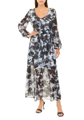 Women's Floral Printed Chiffon Maxi Dress