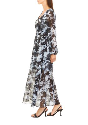Women's Floral Printed Chiffon Maxi Dress