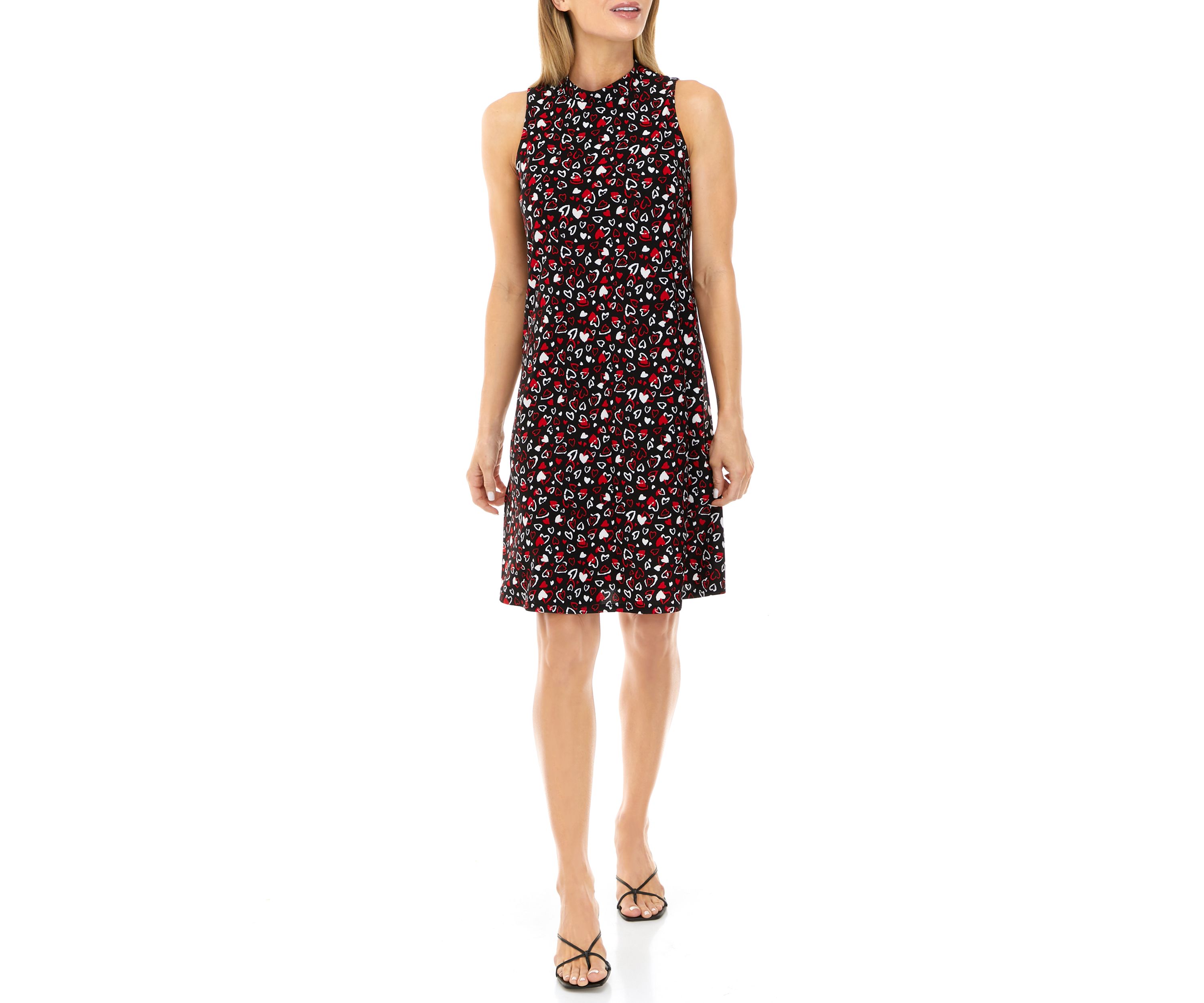 Womens Sleeveless Hearts Fit and Flare Dress