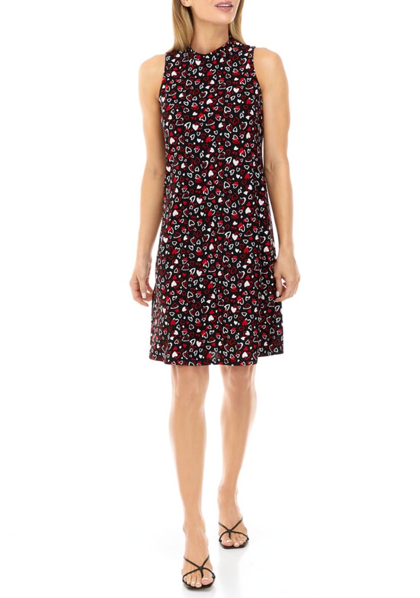 Womens Sleeveless Hearts Fit and Flare Dress