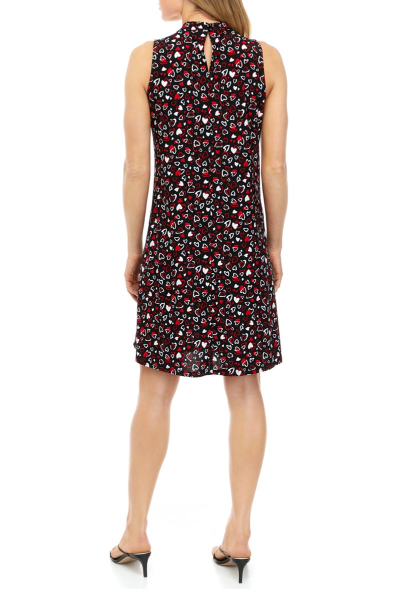 Womens Sleeveless Hearts Fit and Flare Dress