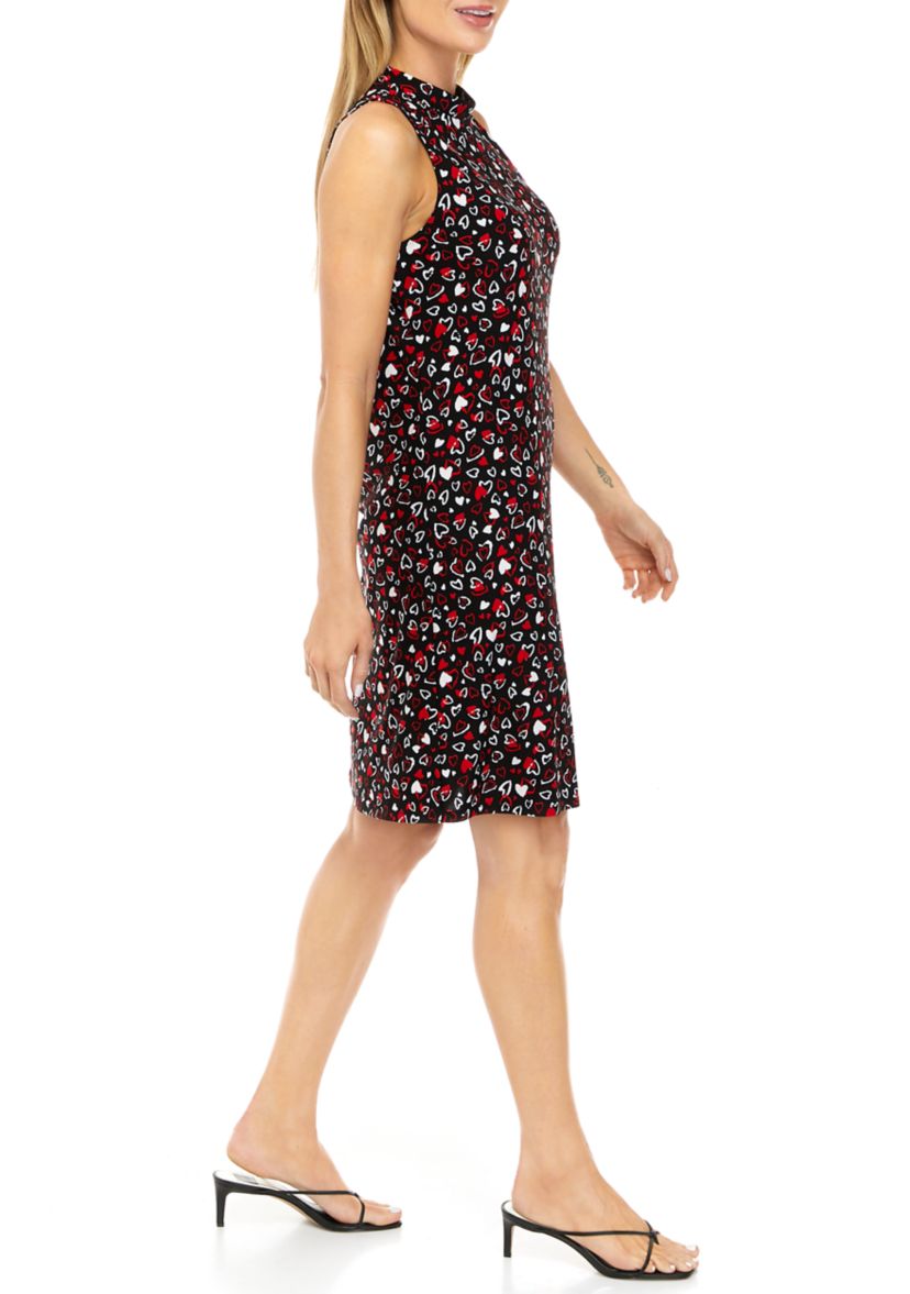 Womens Sleeveless Hearts Fit and Flare Dress
