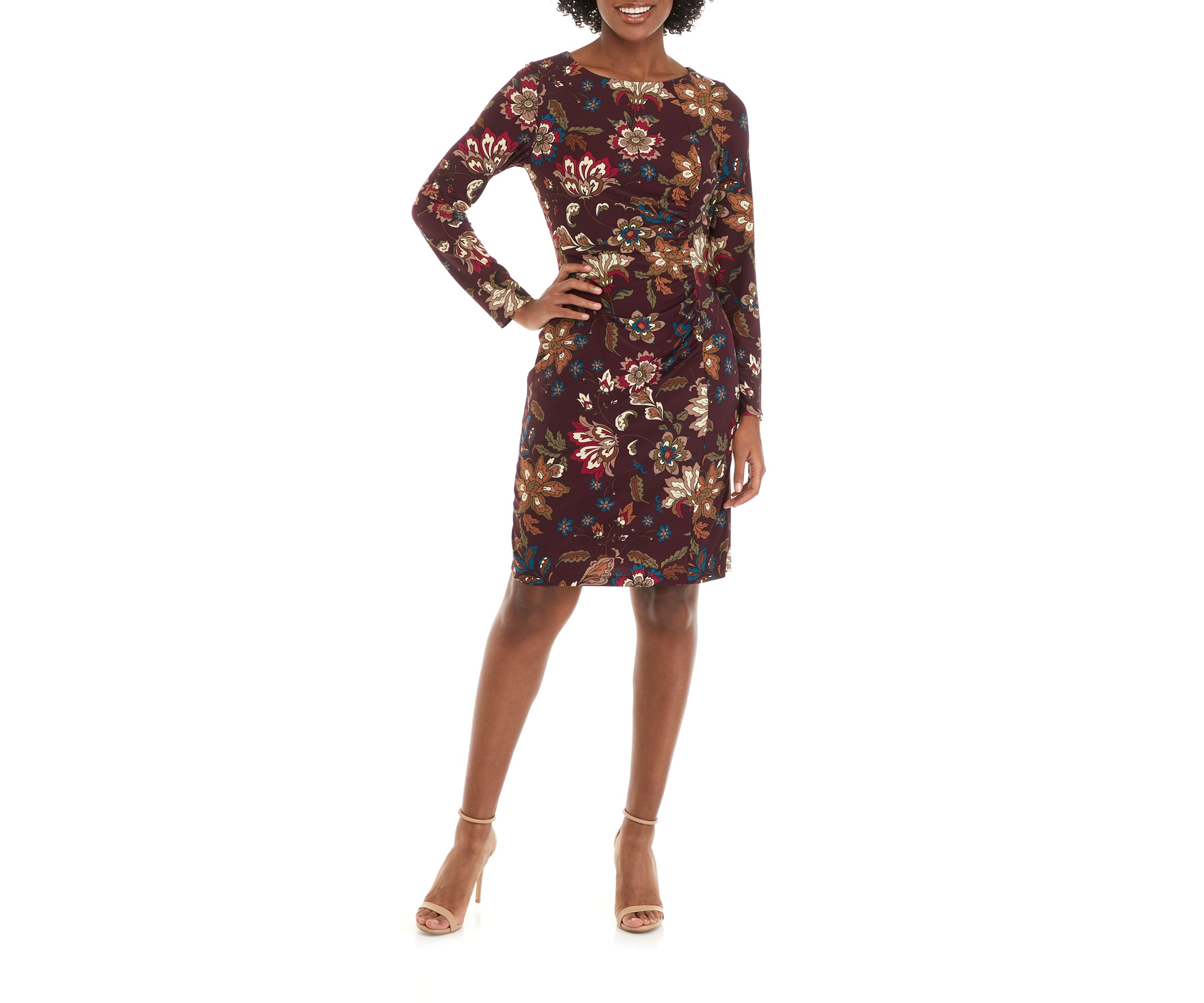 Womens Long Sleeve Boho Floral Dress