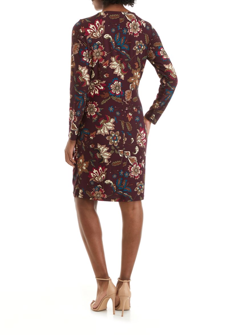 Womens Long Sleeve Boho Floral Dress