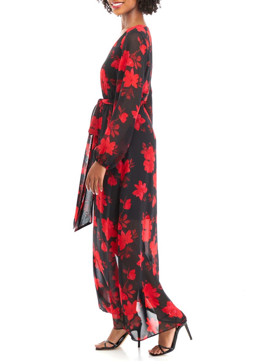 Nine West JENNIFER LONG SLV VNECK MAXI DRESS | Belk
