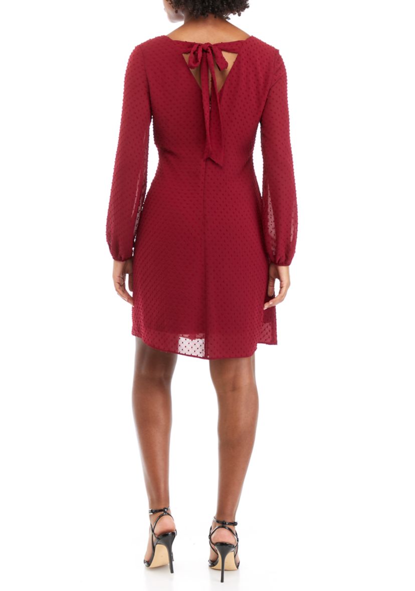 LONG SLV SHIFT DRESS W/ TIE @CB