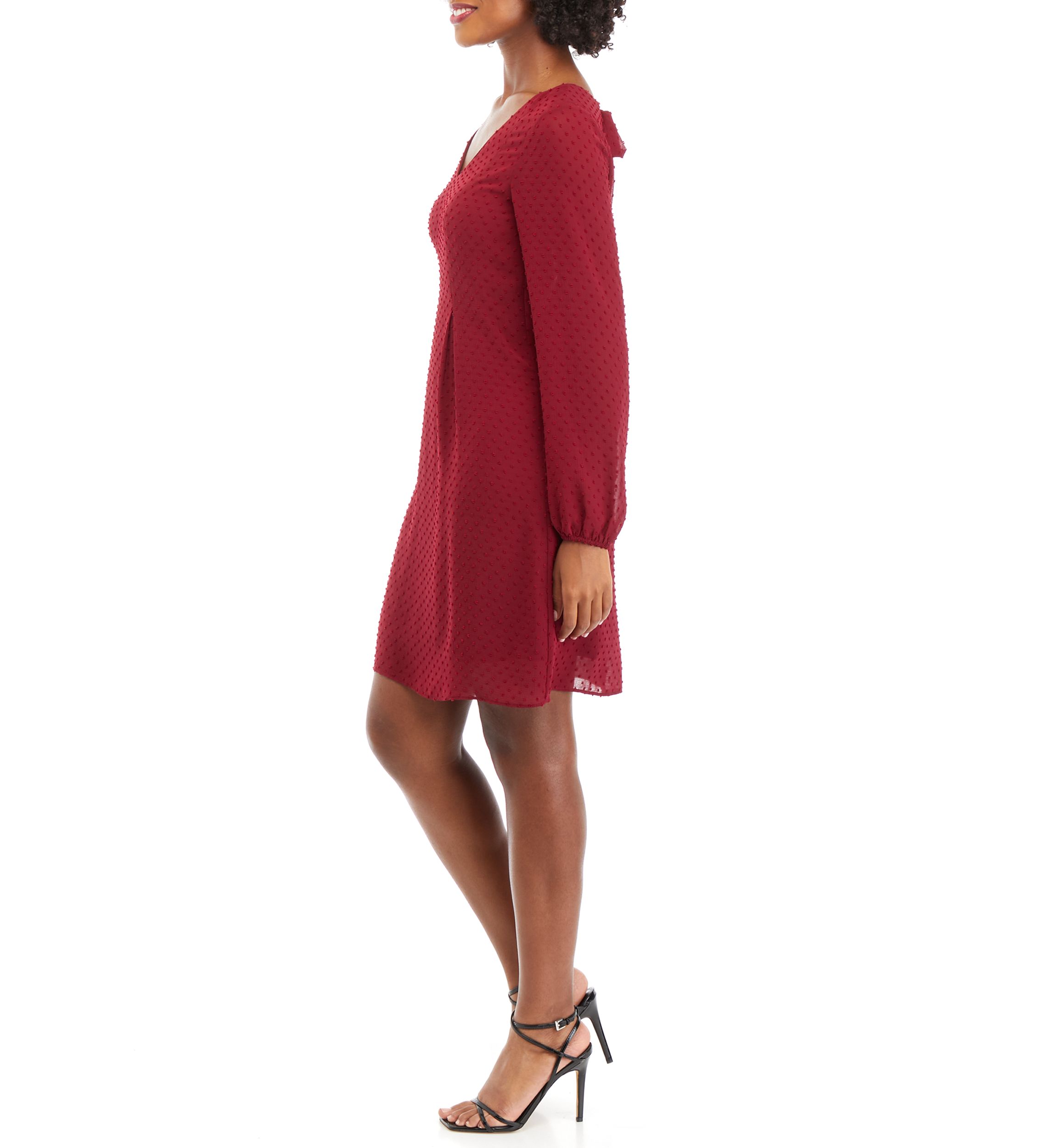 LONG SLV SHIFT DRESS W/ TIE @CB