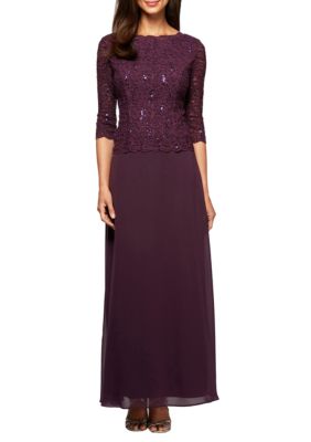 Alex Evenings Sequin Lace Bodice Chiffon Gown | belk