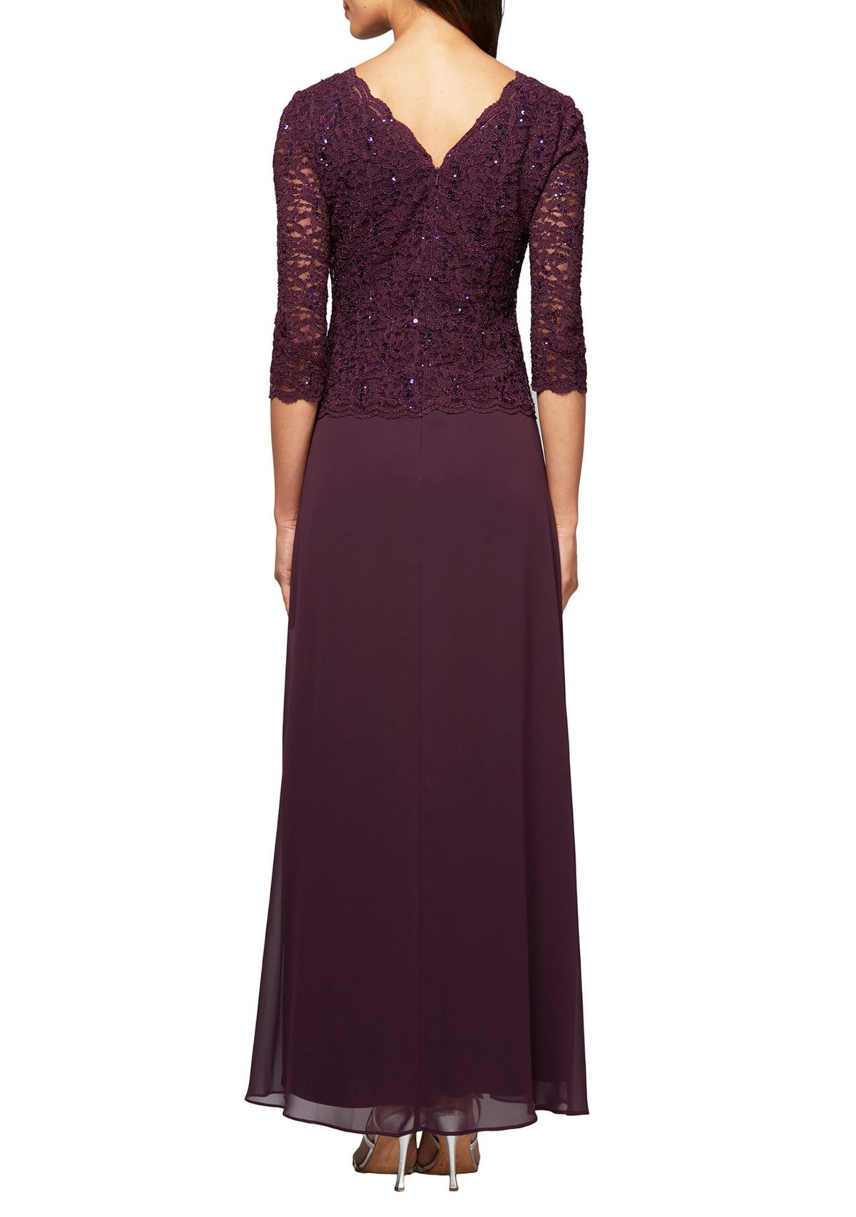 Sequin Lace Bodice Chiffon Gown 