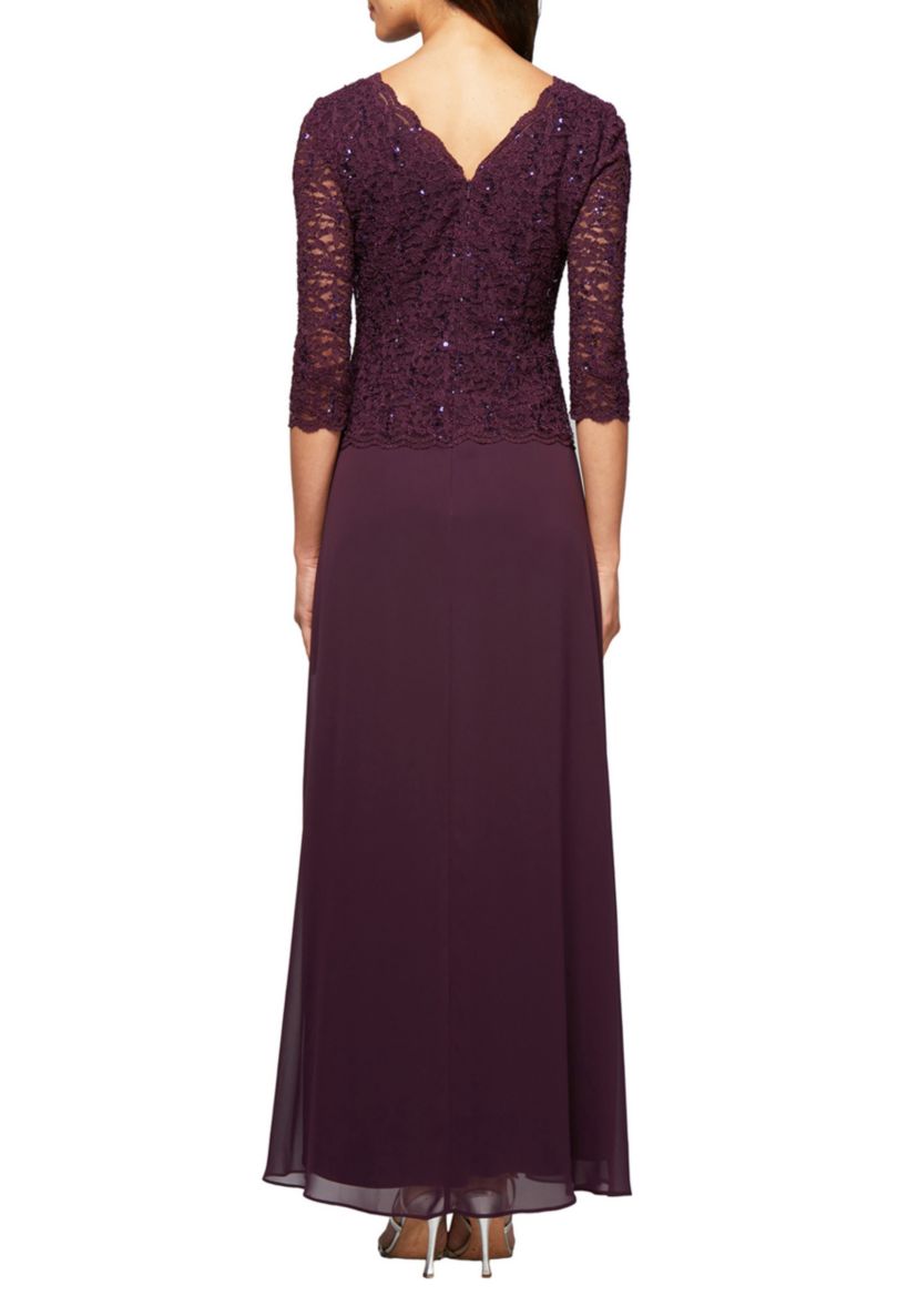 Sequin Lace Bodice Chiffon Gown 