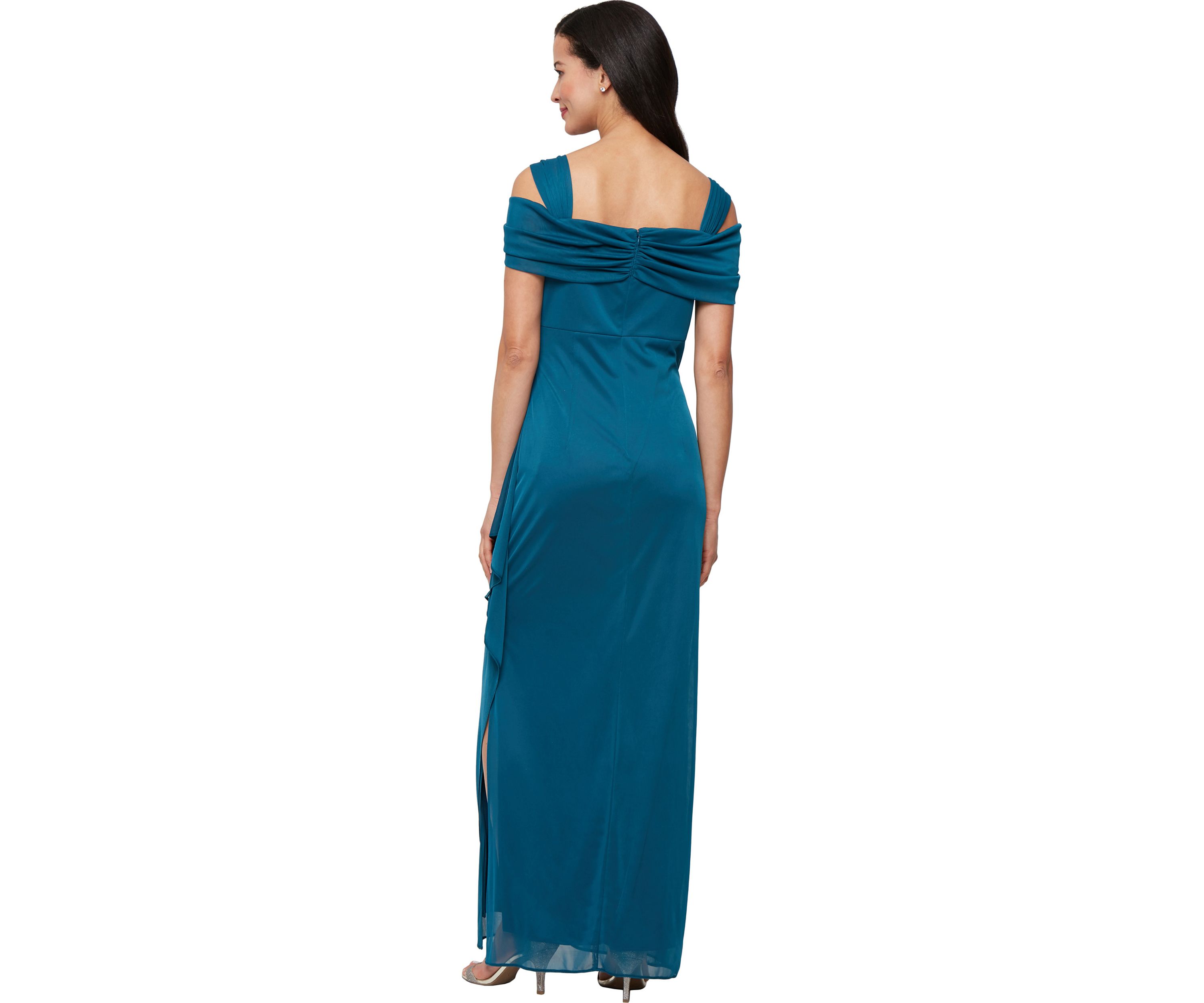 Womens Cold Shoulder Mesh Gown