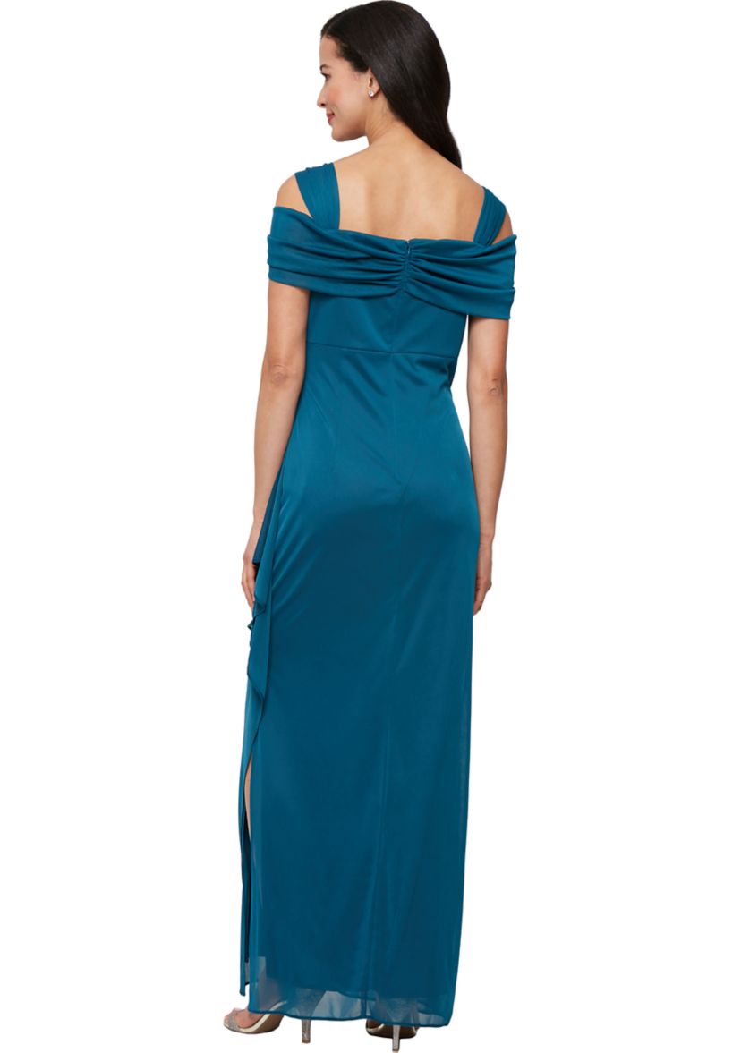 Womens Cold Shoulder Mesh Gown