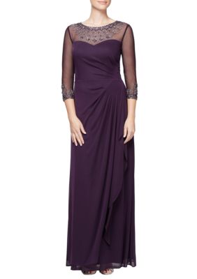 Alex Evenings Beaded Illusion Neckline Gown Belk 2842