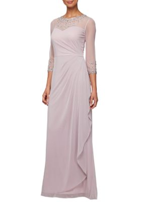 Women's Gown with Beaded Illusion Sweetheart Neckline