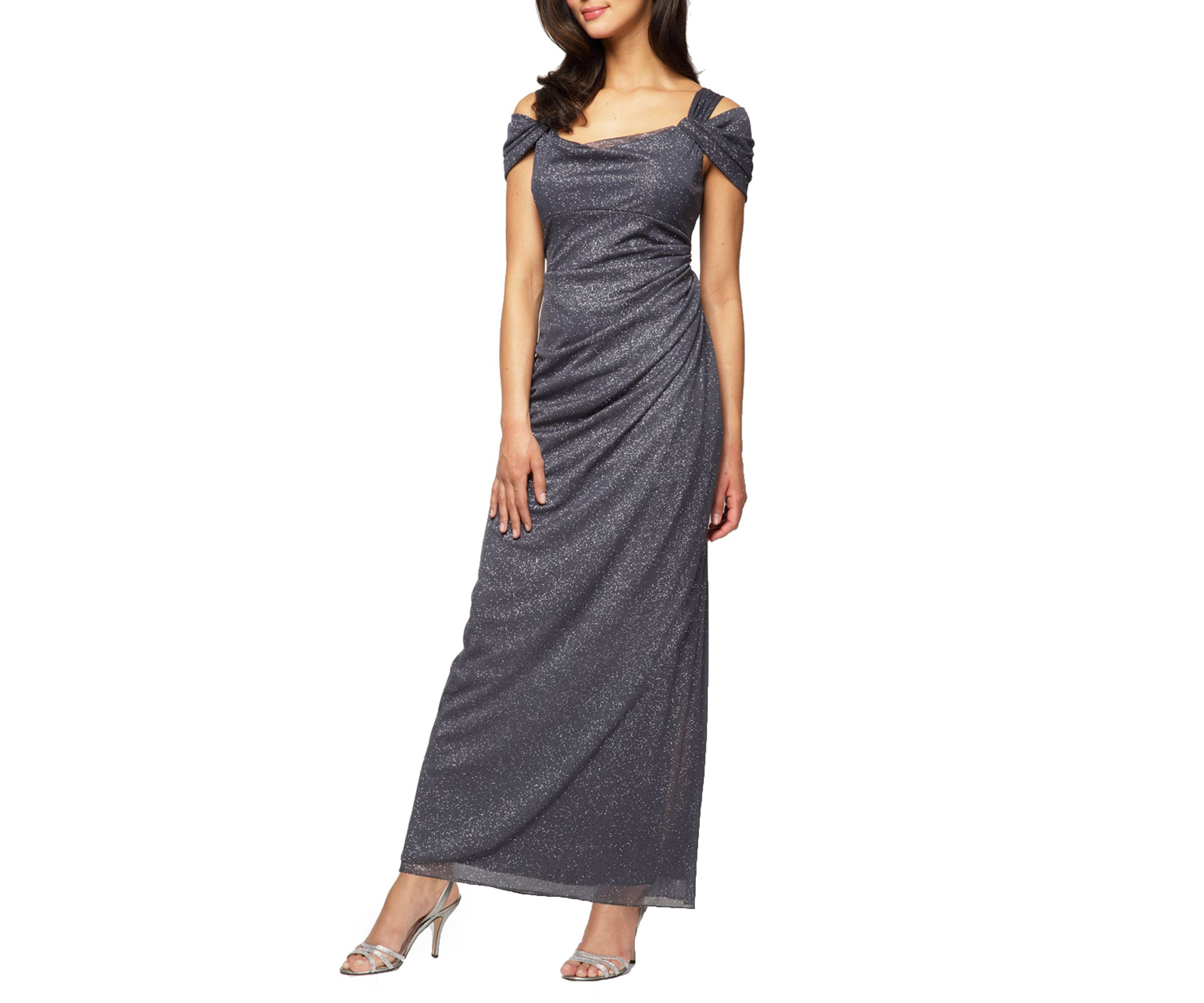 Womens Long Cold Shoulder Dress