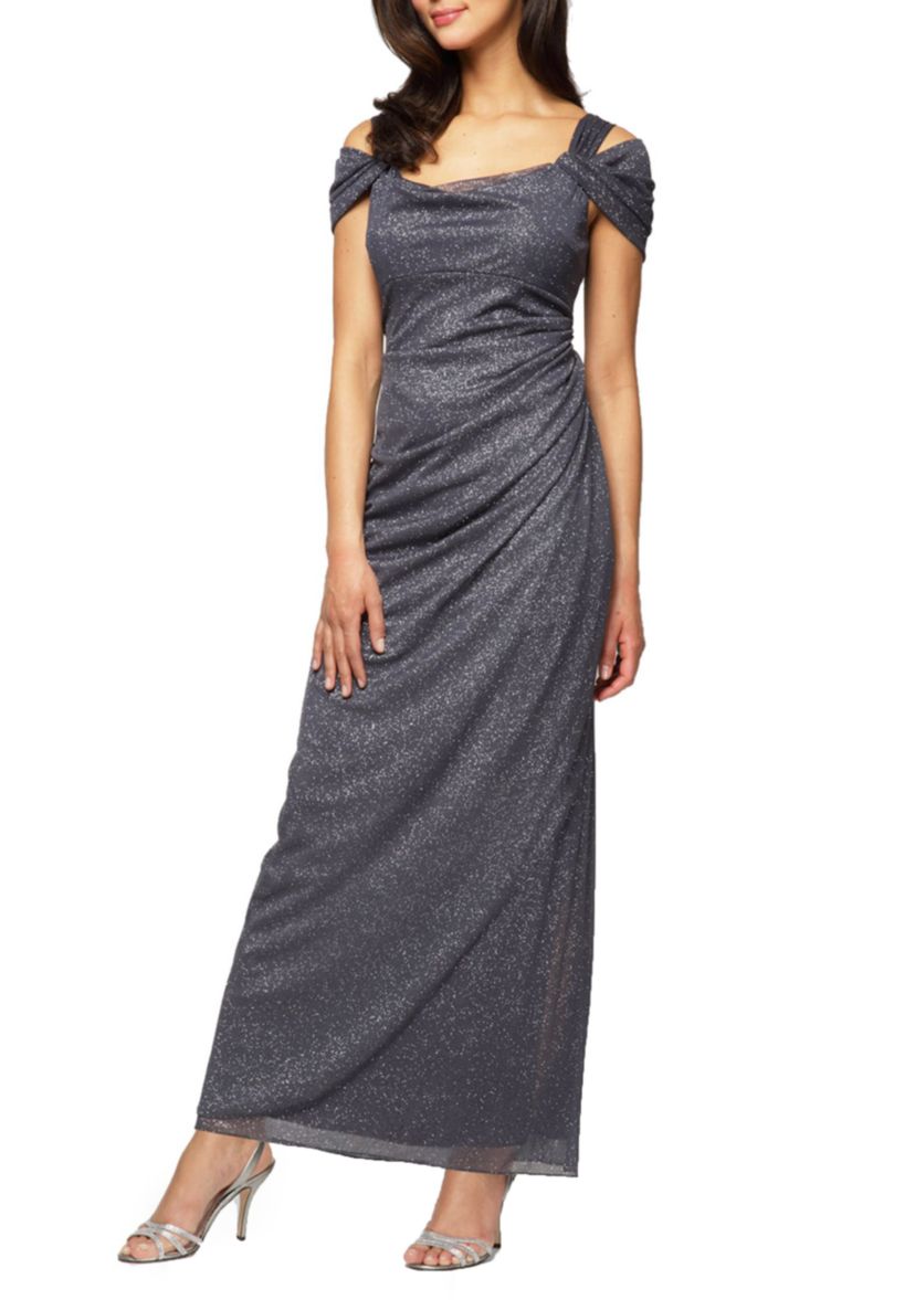 Womens Long Cold Shoulder Dress