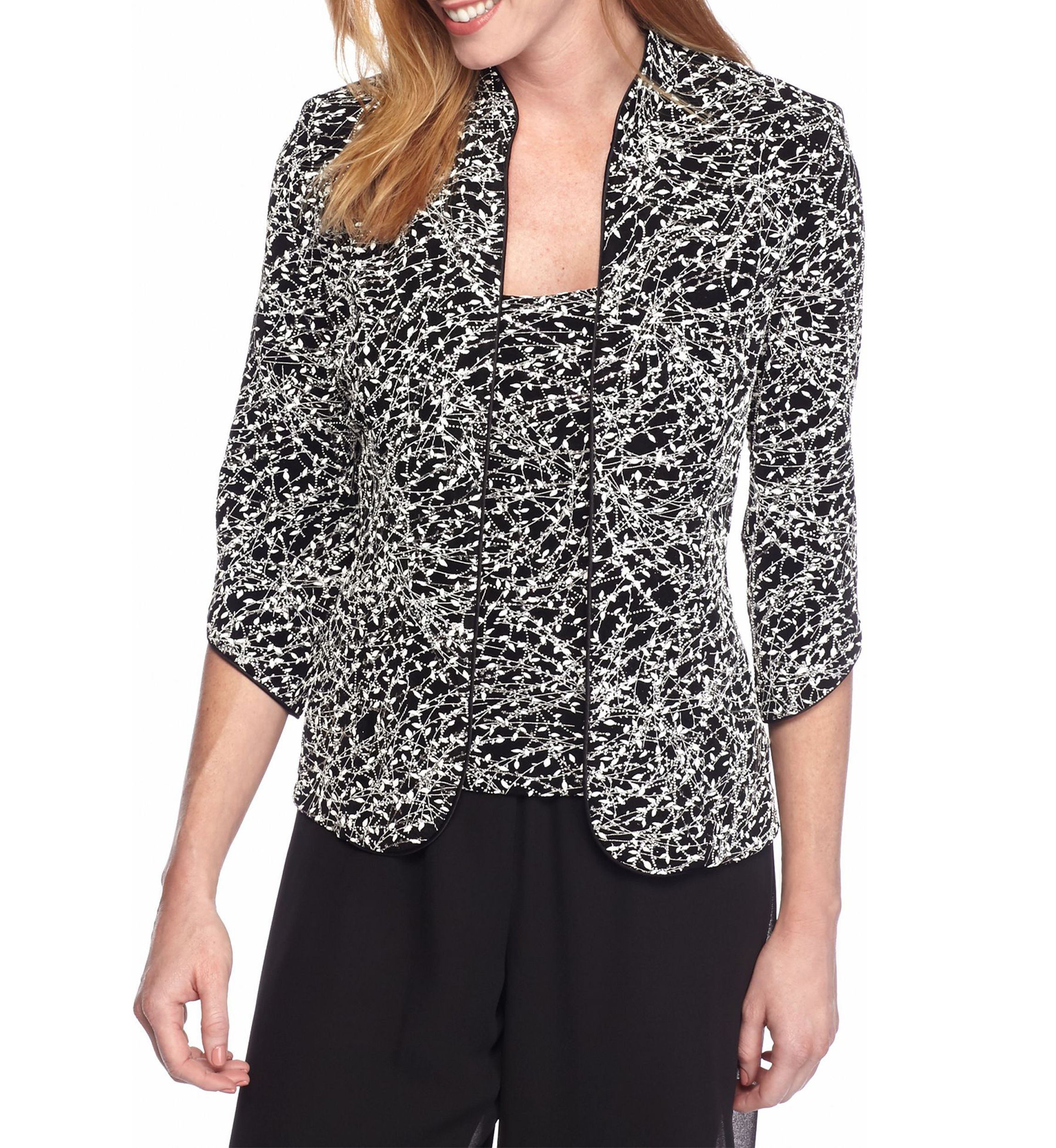Textured Mandarin Neck Glitter Knit Twinset