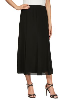 Alex Evenings Women's Chiffon Panel Skirt, Black, XL