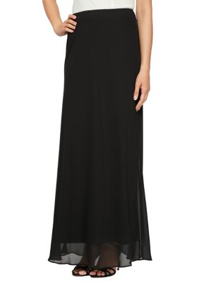 Alex Evenings Women's Long A-line Chiffon Skirt, Black, Medium