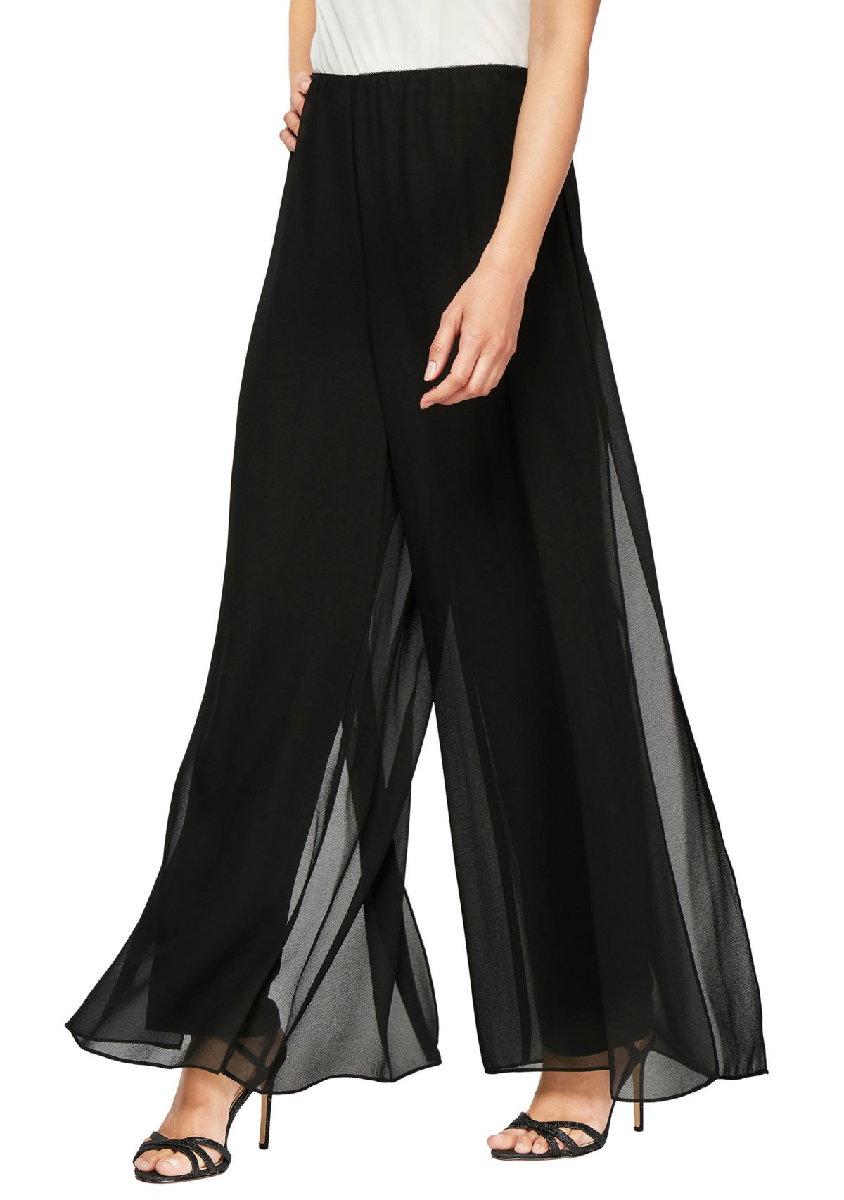 Womens Sheer Straight Leg Overlay Pants