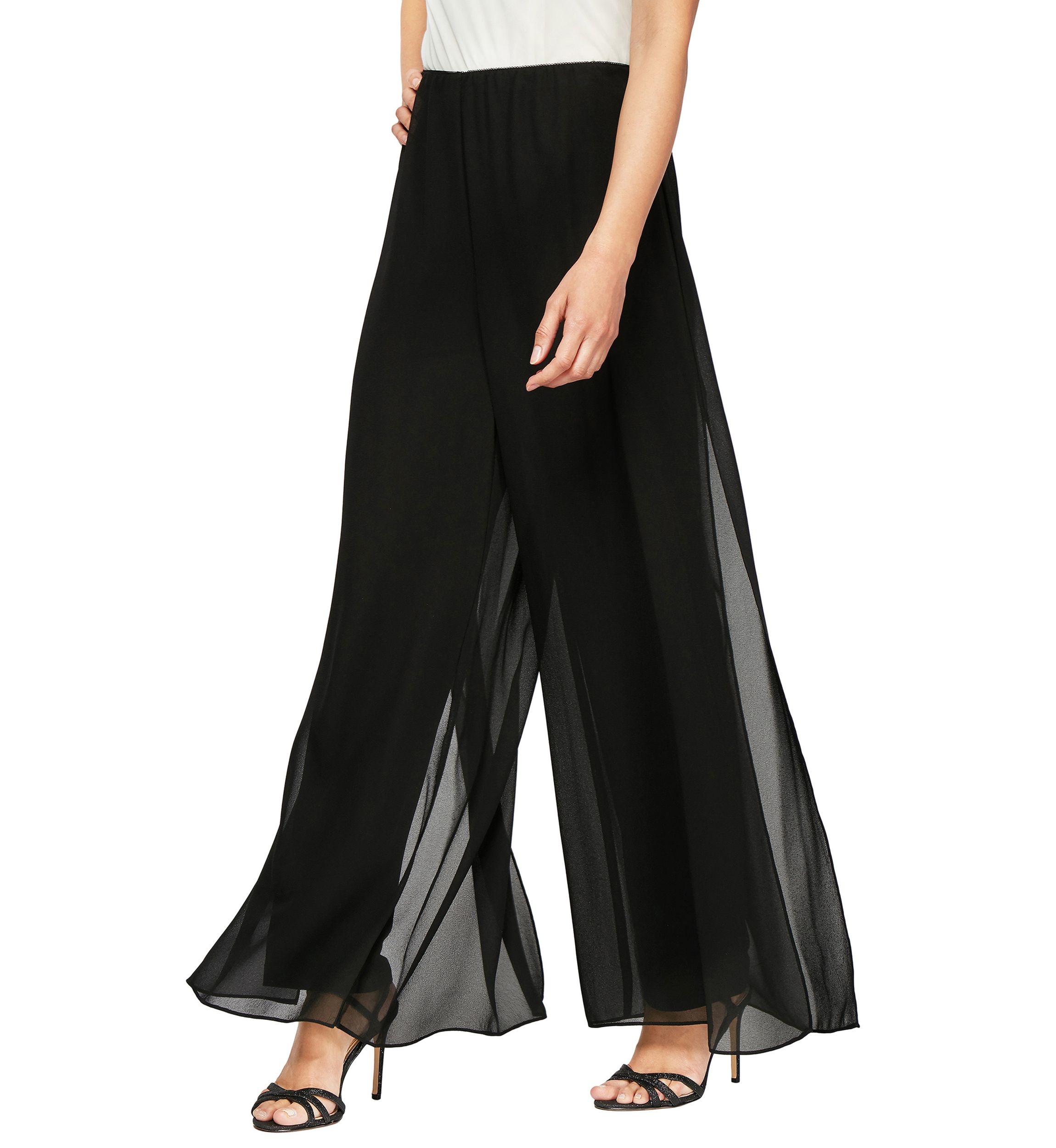 Womens Sheer Straight Leg Overlay Pants