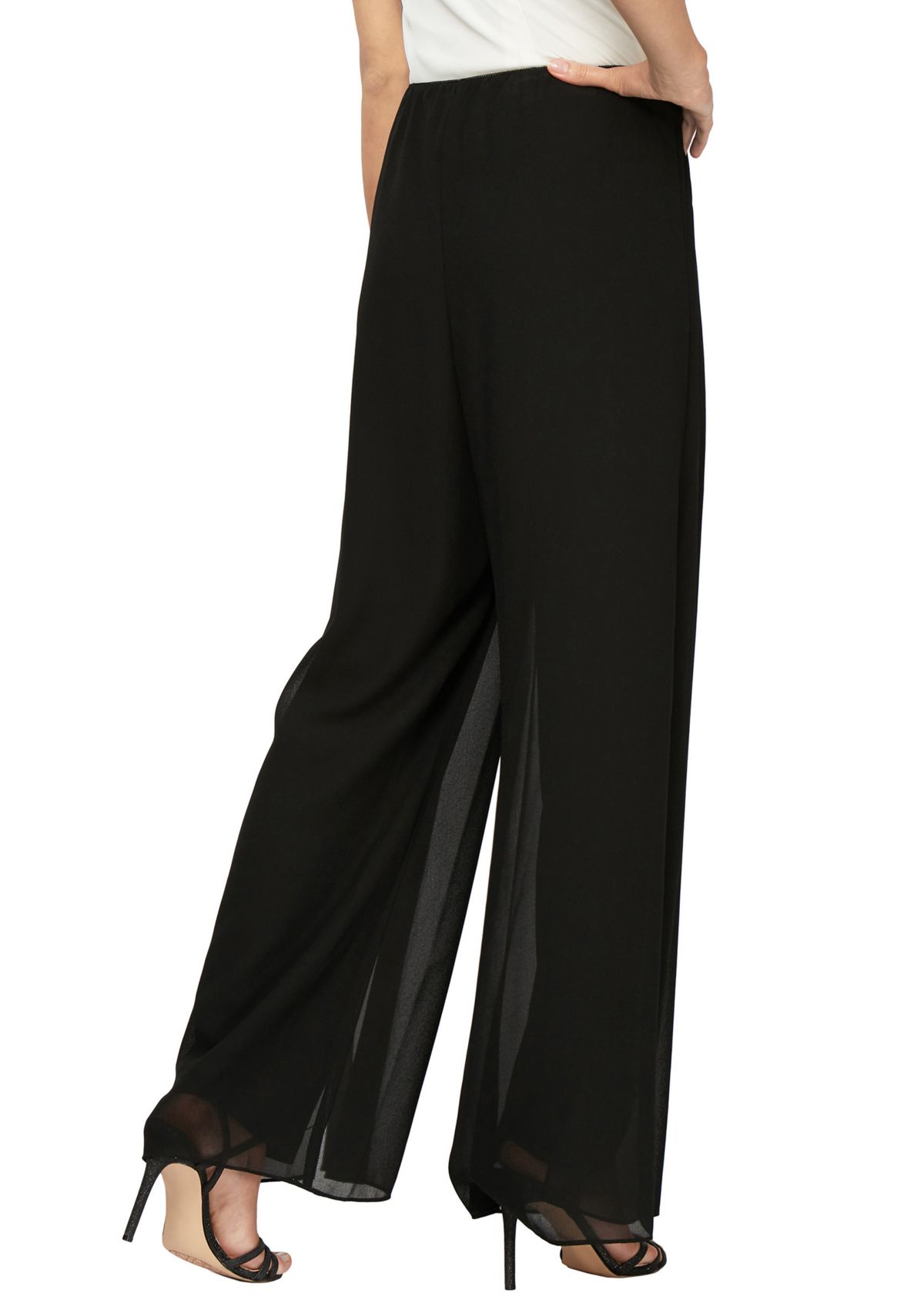Womens Sheer Straight Leg Overlay Pants
